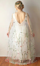 Load image into Gallery viewer, Embroidered Meadow Flower Veil or Cape
