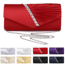 Load image into Gallery viewer, Bridal Satin Diamanté Clutch Bag | Various Colours