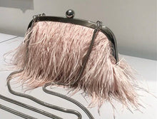 Load image into Gallery viewer, Feather Trim Clutch Bag | Various Colours