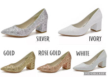 Load image into Gallery viewer, Glitter Wedding Shoes | 2 Inch Chunky Heel