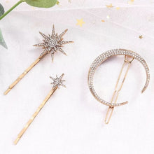 Load image into Gallery viewer, Celestial Moon and Stars Tiara and Hair Clips