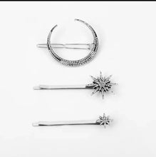 Load image into Gallery viewer, Celestial Moon and Stars Tiara and Hair Clips