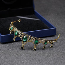 Load image into Gallery viewer, Gothic Gold and Emerald Green Princess Tiara