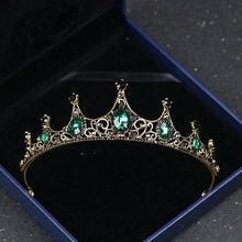 Load image into Gallery viewer, Gothic Gold and Emerald Green Princess Tiara