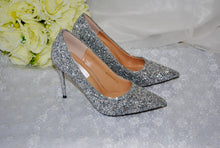 Load image into Gallery viewer, Princess Silver Sparkling Glitter Wedding Shoes