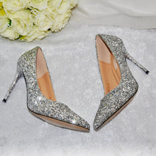 Load image into Gallery viewer, Princess Silver Sparkling Glitter Wedding Shoes