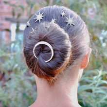 Load image into Gallery viewer, Celestial Moon and Stars Tiara and Hair Clips
