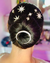 Load image into Gallery viewer, Celestial Moon and Stars Tiara and Hair Clips