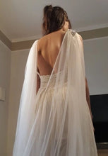 Load image into Gallery viewer, Wedding Cape with Crystal Appliqués