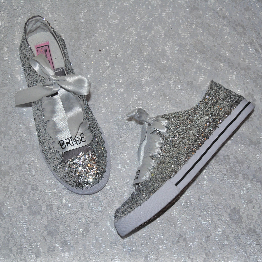 Glitter Trainers/Sneakers (Silver)