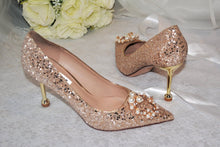 Load image into Gallery viewer, Champagne Gold Glitter Shoes