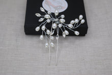 Load image into Gallery viewer, Simple Silver Pearl Bridal Hair Pin