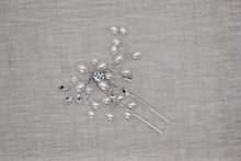 Load image into Gallery viewer, Simple Silver Pearl Bridal Hair Pin