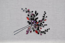 Load image into Gallery viewer, Bridal Black and Red Hair Pin