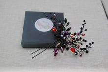 Load image into Gallery viewer, Bridal Black and Red Hair Pin