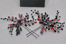 Load image into Gallery viewer, Bridal Black and Red Hair Pin