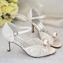 Load image into Gallery viewer, Lace Bridal Shoes (Various Heel Heights)