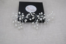 Load image into Gallery viewer, Simple Silver Pearl Bridal Hair Pin