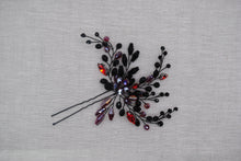 Load image into Gallery viewer, Bridal Black and Red Hair Pin