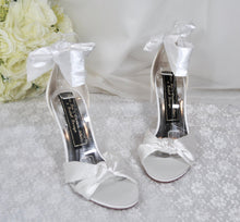 Load image into Gallery viewer, Simply Beautiful Bridal Shoes, Luxury Satin Wedding Shoes, Leg Wrap Tie