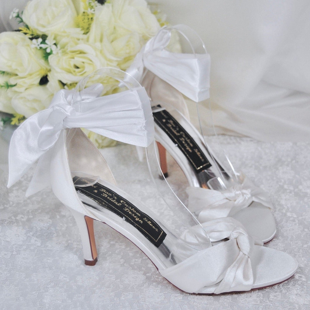 Simply Beautiful Bridal Shoes, Luxury Satin Wedding Shoes, Leg Wrap Tie
