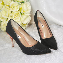 Load image into Gallery viewer, Designer Belle | Black Glitter with Rose Gold