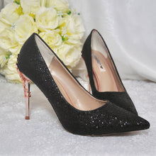 Load image into Gallery viewer, Designer Belle | Black Glitter with Rose Gold