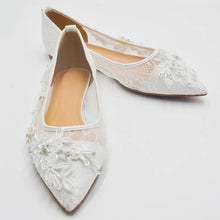 Load image into Gallery viewer, Floral Beaded Flat Bridal Shoes
