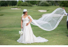 Load image into Gallery viewer, Wedding Cape with Crystal Appliqués