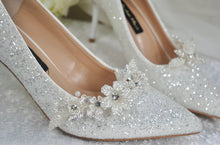 Load image into Gallery viewer, Floral Glitter Wedding Shoes | 7cm or 9.5cm Heel