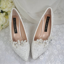 Load image into Gallery viewer, Floral Glitter Wedding Shoes | 7cm or 9.5cm Heel