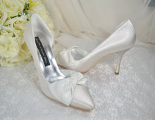 Load image into Gallery viewer, Ivory Satin Sash Fronted Bridal Shoe