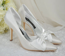 Load image into Gallery viewer, Ivory Satin Sash Fronted Bridal Shoe