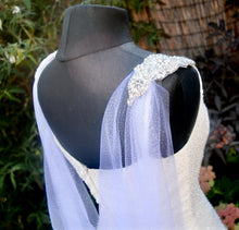 Load image into Gallery viewer, White Glitter Wedding Cape - Bridal Drape Cape Veil