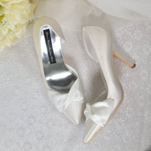 Load image into Gallery viewer, Ivory Satin Sash Fronted Bridal Shoe