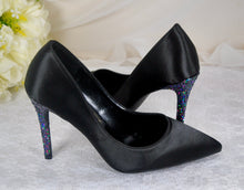Load image into Gallery viewer, Satin Court Shoes with Glitter Heels