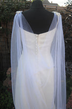 Load image into Gallery viewer, White Glitter Wedding Cape - Bridal Drape Cape Veil