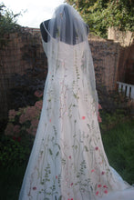 Load image into Gallery viewer, Embroidered Meadow Flower Veil or Cape