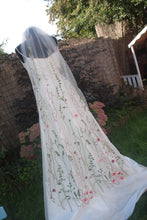 Load image into Gallery viewer, Embroidered Meadow Flower Veil or Cape
