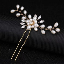 Load image into Gallery viewer, Gold Pearl Hair Pin