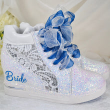 Load image into Gallery viewer, Glitter Wedge Wedding Trainers / Sneakers