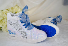 Load image into Gallery viewer, Glitter Wedge Wedding Trainers / Sneakers
