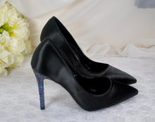 Load image into Gallery viewer, Satin Court Shoes with Glitter Heels
