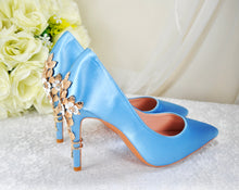 Load image into Gallery viewer, Blue Satin with 'Cherry Blossom'