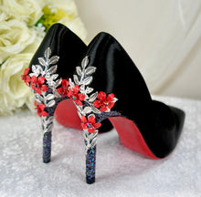 Load image into Gallery viewer, Black Satin With 'Cherry Blossom'