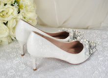 Load image into Gallery viewer, Glitter Bridal Shoe with Pearl Appliqué