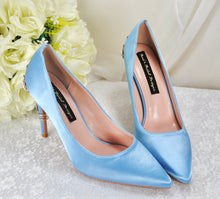 Load image into Gallery viewer, Blue Satin with 'Cherry Blossom'