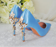 Load image into Gallery viewer, Blue Satin with 'Cherry Blossom'