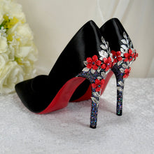 Load image into Gallery viewer, Black Satin With 'Cherry Blossom'