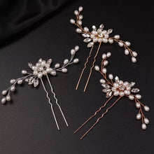 Load image into Gallery viewer, Simple Pearl Bridal Hair Pin - Gold, Silver, Rose Gold